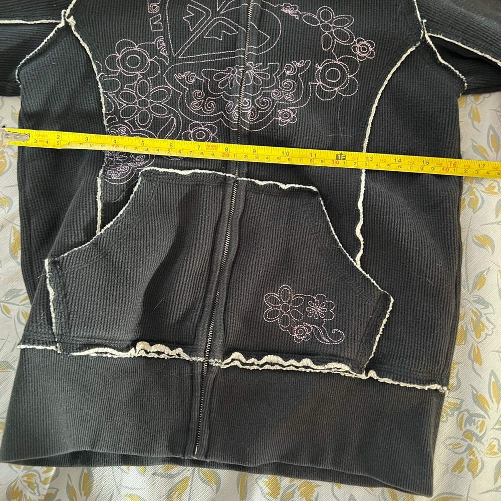 Roxy Black/Pink Embroidered Logo Full Zip Up - Picture 4 of 5